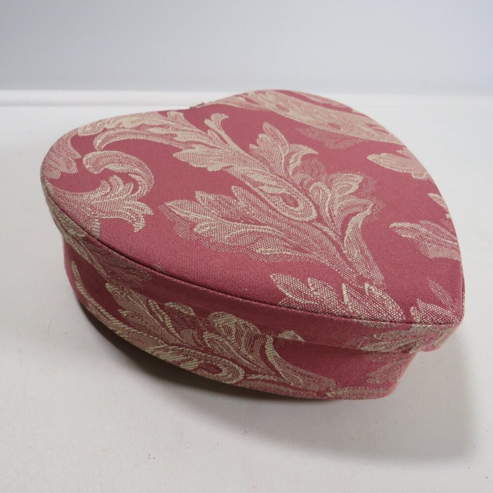 Brocade fabric covered Heart Shaped music box jewelry box trinket box